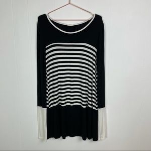 Mon Ami USA Black White Striped Long Sleeve Dress